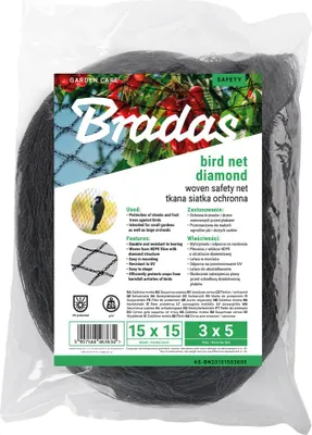 Obrázek produktu pro Bradas AS-BN2015150200 Bradas bezpečnostní síť/síť proti ptákům, tkaná, 2 x 5 m, černá