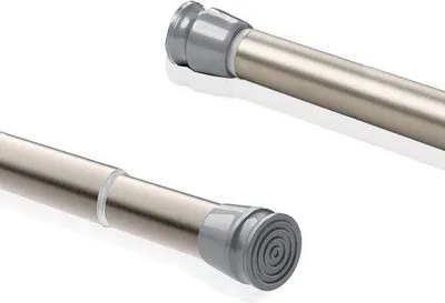 Produktbild von Unyqoos® Klemm-Teleskopstange ohne Bohren für Gardinen & Kleider, verstellbar 55–90 cm, gebürstetes Nickel, rostfrei, rutschfest, max. 10 kg