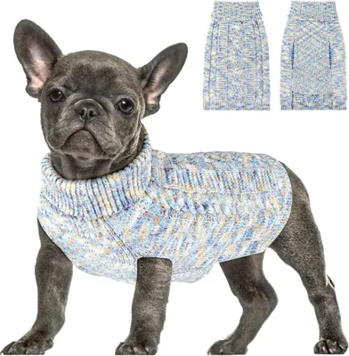 Produktbild von Hondentrui für kleine und mittelgroße Hunde, gestrickter Haustierpullover mit Rollkragen für den Winter
