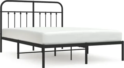 Produktbild von vidaXL Bettgestell mit Kopfteil Metall Schwarz 140x200 cm