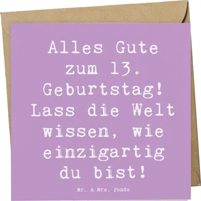 Produktbild von Mr. & Mrs. Panda Klappkarte Spruch 13. Geburtstag - Lavendeltraum - Geschenk, Geburtstagsgeschenk, unvergesslich, Glückwunschkarte, Herzlichen Glückwunsch, Grußkarte