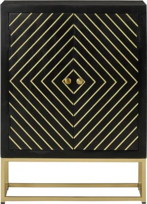 Obrázok produktu pre vidaXL Príborník s 2 dverami Black Gold 55x30x75 cm Masívne drevo Mango