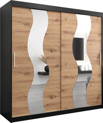 Produktbild von Kleiderschrank, Schiebetürenschrank Schlafzimmer, Schrank mit Spiegel SEWILLA 200 cm