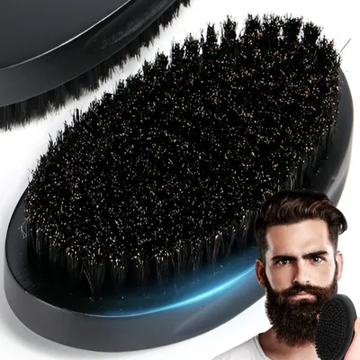 Produktbild von Bartbürste Haarbürsten Weichen Borsten Bartpflege Beard Pflege Bürste Holzbürste Holz Birnbaumholz Bartformwerkzeug Retoo