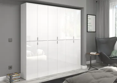 Produktbild von Projekt X Kleiderschrank 6-türig Weiß / Weiß Hochglanz