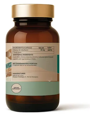 Produktbild von Vitamin B2 Riboflavin 40 mg 60 vegane Kapseln Hohe Dosis Haut Haare UNUVI