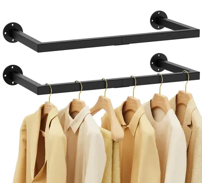 Produktbild von Industrielles Wandregal für Kleidung mit 2 Grundregalen