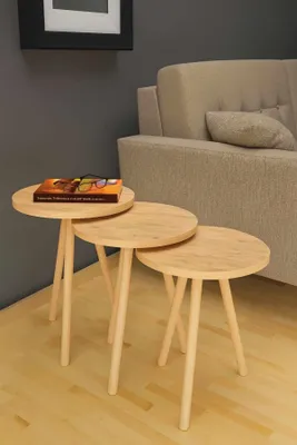 Produktbild von Skye Decor, Hochwertiger Nesting Tisch (3 Teile) - Saphir Eiche, 100% Melamin