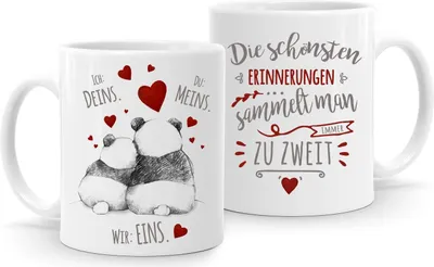 Produktbild von Kaffee-Tasse Panda Ich Deins Du Meins Wir Eins Liebes-Geschenk Valentinstag Liebesbeweis Liebeserklärung Moonworks® Die schönsten Erinnerungen. weiß Keramik-Tasse