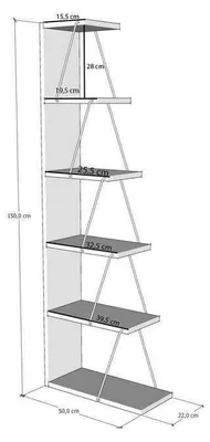 Obrázek produktu pro Dřevěná knihovna „Ayder“ – 50 x 22 x 150 cm – bílá