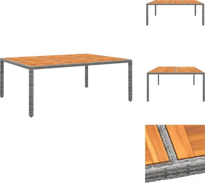 Immagine prodotto di vidaXL Tavolo da giardino 200x150x75 cm in legno di acacia e poly rattan grigio - Tavoli da giardino