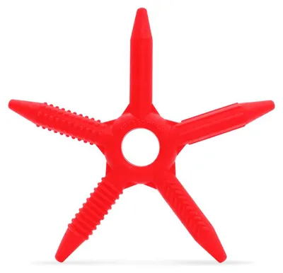 Image de Ark Therapeutics, jouet à mâcher SolaBite, rouge, à cinq branches, jouet sensoriel. Outil de mastication avec 5 branches de différentes textures, offrant une variété de stimulations sensorielles.