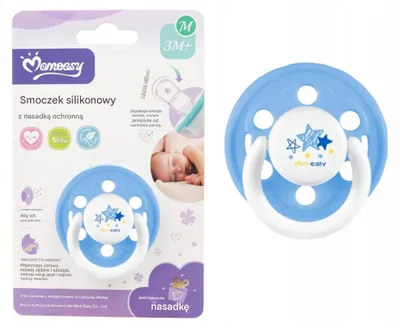 Zdjęcie produktu dla Smoczek silikonowy uspokajający cylindryczny 3 m+. Rozmiar M. Momeasy