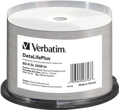 Produktbild von Verbatim DataLifePlus, 25 GB, BD-R, Spindel, 25 Stück(e)