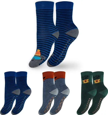 Produktbild von OCERA 3 Paar Kinder Stoppersocken mit ABS - Anti Rutschsocken für Mädchen und Jungen in verschiedenen bunten Farben -   - 3 Paar Blau-Grün-Mix, 23-26