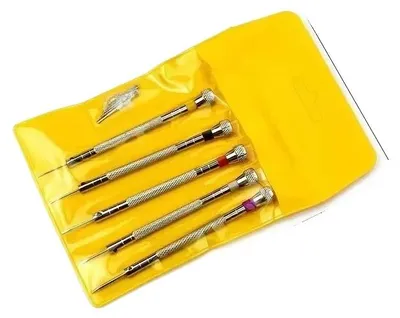 Immagine prodotto di Set di attrezzi per la riparazione di orologi, set di 5 cacciaviti, design portatile, argento