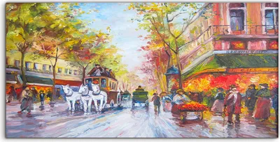 Produktbild von Coloray Acrylbild 120x60  Wandbild Acrylbilder Stadt Straßen Märkte Gemälde Paris