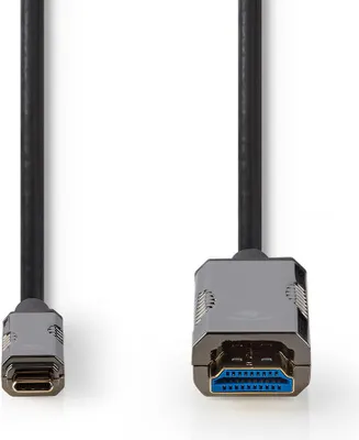 Immagine prodotto di Cavo ottico USB (attivo) Nedis - USB-C maschio - HDMI maschio - 18 Gbps - 50,0 m - Rotondo - PVC - Nero - Imballaggio in cartone