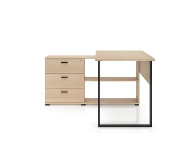 Produktbild von Eckschreibtisch – Winkelschreibtisch – L-Form Schreibtisch – ODELIS 09 – Sonoma Eiche – 168 cm – Ergonomischer Arbeitstisch mit integriertem Stauraum
