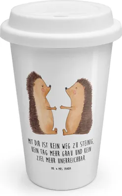 Produktbild von Mr. & Mrs. Panda Kaffeebecher To Go Igel Liebe - Weiß - Geschenk, Coffee Becher, Hochzeit, Thermobecher, Freundin, Hochzeitstag, Keramikbecher, Liebesgeschenk, ToGo