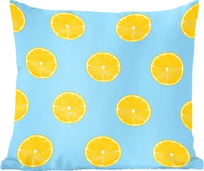 Produktbild von MuchoWow® Zierkissen Sofakissen Wohnzimmer Dekokissen 60x60 cm Zitrone - Muster - Obst - Sitzfläche - Foto Polster