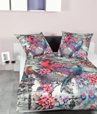 Produktbild von Janine Mako Satin Bettwäsche 2 teilig Bettbezug 155 x 220 cm Kopfkissenbezug 80 x 80 cm Modern Art 42042-01 paradiesrosa