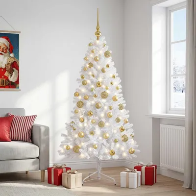 Productafbeelding van Kunstkerstboom met kerstbal 180 cm 300 LED's Warmwit