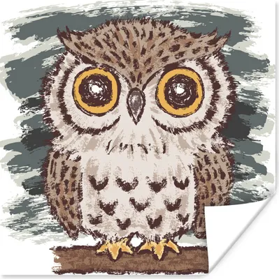 Produktbild von MuchoWow® Poster Illustration einer kleinen Eule 50x50 cm - Wohnzimmerdekoration