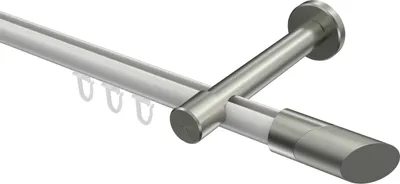 Produktbild von Interdeco Innenlaufstange / Gardinenstange mit Innenlauf Weiß / Edelstahl-Optik, Typ Prestige Verano (Schräge Bicolor), 20 mm Ø 1-läufig, 260 cm