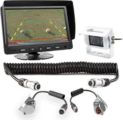 Produktbild von Carmedien Anhänger Rückfahrsystem CM-AHRFS1 mit Rückfahrkamera für Hänger mit Trailer Kabel Rückfahrvideosystem 24V 12V