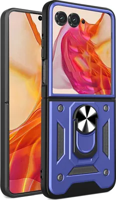 Obrázek produktu pro Pouzdro pro Motorola Razr 50 Ultra, TPU Nárazník Silikonové Pouzdro s Kroužkem Stojánek Modrý