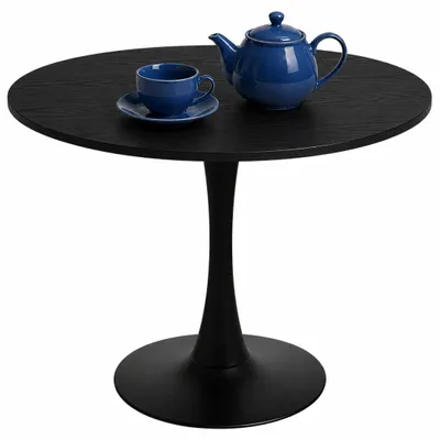 Produktbild von Runder Esstisch VICTORY SLIM Ø 70 cm | Filigraner Küchentisch Black Wood & Smoke | Moderner Kaffeetisch Industrial Loft Dark Scandi