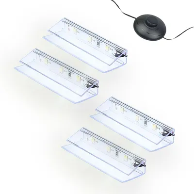 Produktbild von kalb | LED Glaskantenbeleuchtung Clip Set 3000K/5000K Transparent Plug & Play 4er Set kaltweiß