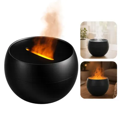 Produktbild von Aroma Diffuser mit Flammeneffekt 150ml, Duftdiffusor mit LED Ambiente Licht für ätherische Öle, Ultraschall Luftbefeuchter, leise für Schlafzimmer, Büro und Yoga