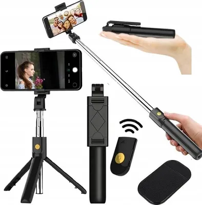 Produktbild von Selfie-Stick mit Bluetooth, Stativ und Fernbedienung 4in1