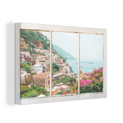 Produktbild von OneMillionCanvasses® - Leinwandbilder - 150x100 cm, Aussicht - Meer - Berge, Wandbilder Kunstdruck Wanddekoration