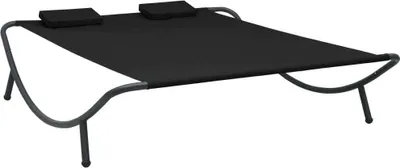 Image de Chaise longue d'extérieur tissu noir