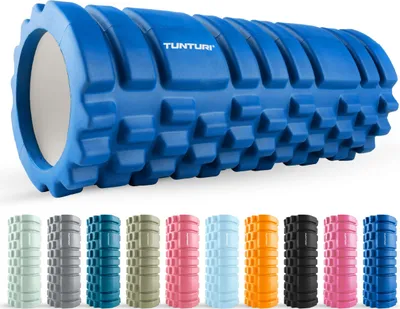 Produktbild von Tunturi Yoga Grid Foam Roller - fazienrolle rücken wirbelsäule - 33 cm lang in Blau- fitness rolle - Rücken rolle - Inkl. e Fitness-App