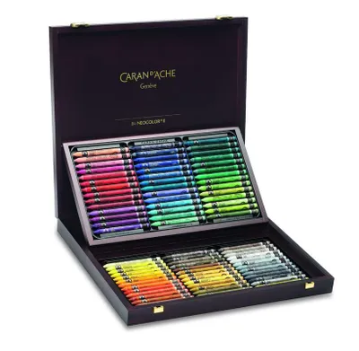 Image de Pastels aquarellables "Neocolor II", 84 couleurs, boîte en bois, CARAN D'ACHE 7500.484
