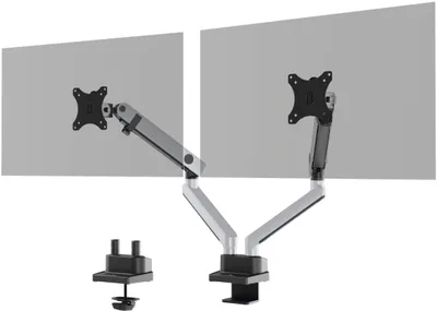 Image de DURABLE Support de moniteur SELECT PLUS avec bras pour 2 écrans et fixation sur table, Argent, 509723