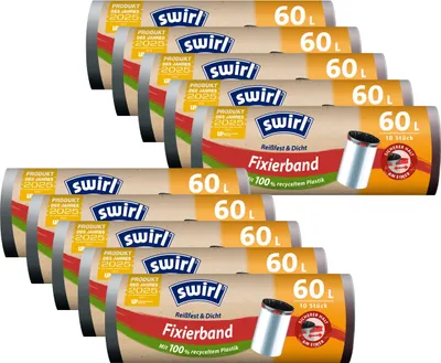 Produktbild von 10x Swirl Fixierband Müllbeutel 60L ( 10 stk/Rolle )