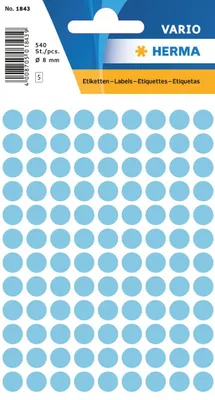 Immagine prodotto di 10x etichette multiuso Herma 1843 blu Ø 8 mm opaco 540 pezzi