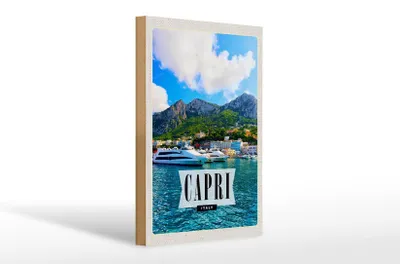 Produktbild von Holzschild Reise 20x30cm Capri Italy Insel Meer Urlaub