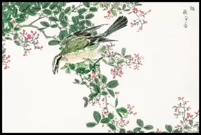 Produktbild von Plakat 91,5x61cm Shrike. Japanischer Vintage Kashu für das Wohnzimmer