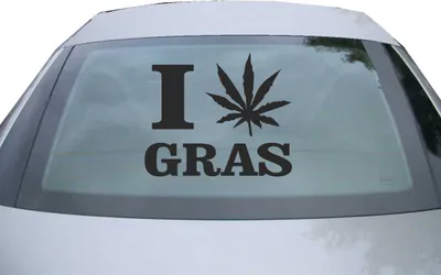 Produktbild von Indigos UG - Aufkleber Heckscheibe & Motorklappe DE2534 - schwarz - 600x507 mm - I love Gras - Auto Scheiben Fenster Heckklappe Tuning Racing JDM - Die cut