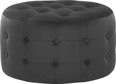 Zdjęcie produktu dla BELIANI Puf okrągły czarny welurowy ø 55 x 30 cm pikowane siedzisko otomana glam
