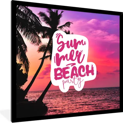 Produktbild von MuchoWow® Gerahmtes Poster Sommer - Rosa - Palme - Sprichwörter 40x40 cm - Poster mit Schwarzem Bilderrahmen Wandposter Rahmen Foto Bilder - Mit Rahmen - Wanddekoration Schlafzimmer