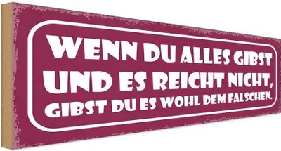 Produktbild von vianmo Holzschild 10x27 cm du alles gibst und reicht nicht Spruch Zitat