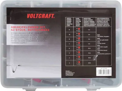 Produktbild von VOLTCRAFT 1417395 Krokodilklemmen-Set Schwarz, Rot Länge: 230 mm 42 St.