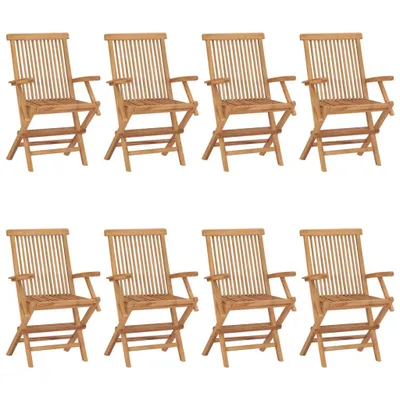 Produktbild von Gartenstühle mit Weinroten Kissen 8 Stk. Massivholz Teak